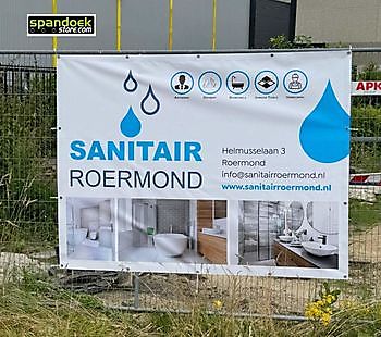 Aantal spandoek geleverd aan sanitair  Roermond - Spandoekstore.com reclameuitingen